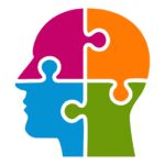Illustration of a person's head rendered as an interlocking puzzle with four pieces illustrating the puzzling nature of addiction.