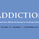 Cover of the journal, Addiction, dated November, 2024.