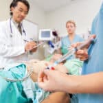 A patient in the emergency room receives a shot of buprenorphine for Opioid use disorder.