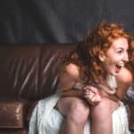 A woman laughing