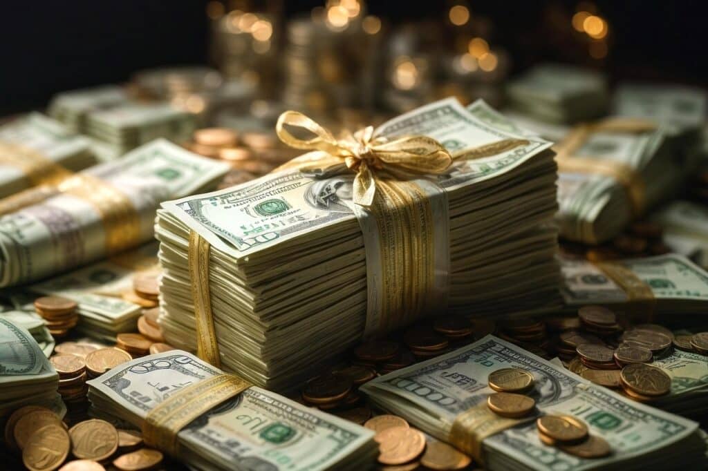 Piles of cash