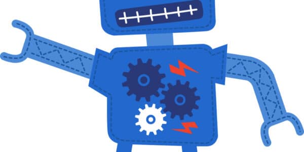 Robot illustration visualizing the ToughLovePro Addiction Recovery Chatbot.