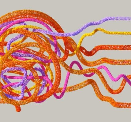 Illustration of a brain made with colorful wires.
