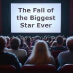 The view of the audience from the back and the screen that says, "The Fall of the Biggest Star Ever."