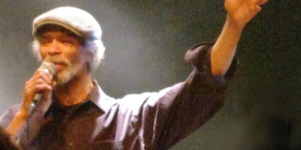 Gil Scott-Heron on stage.