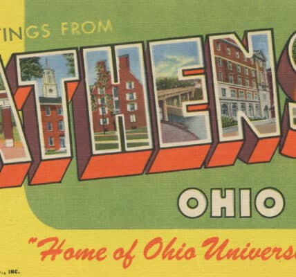 Vintage postcard of Athens, Ohio, "Home of Ohio University."
