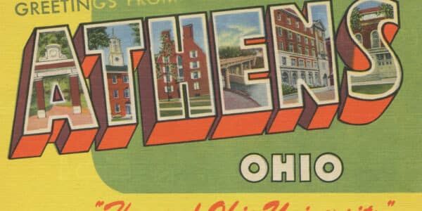 Vintage postcard of Athens, Ohio, "Home of Ohio University."