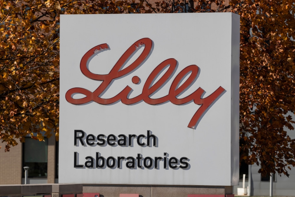 Photo of a sign at Eli Lilly and Company World Headquarters in Indianapolis, Indiana.