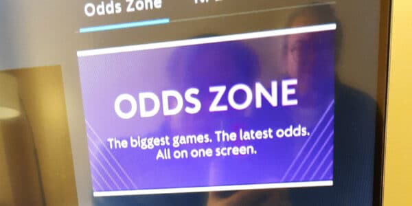 Photo of a television screen with the Odds Zone from Comcast/Xfinity.