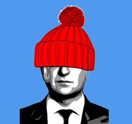 An illustration of a man wearing a red hat.