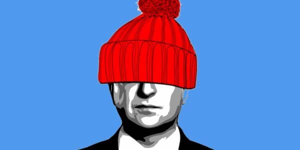 An illustration of a man wearing a red hat.