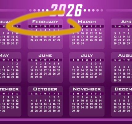 An image of a calendar page with the month of February circled.