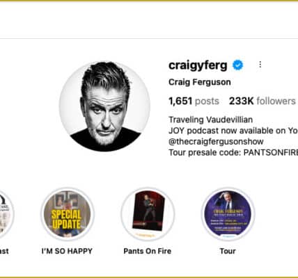 A screenshot of Craig Ferguson's Instagram page.