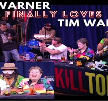 A stand-up comedian Tim Warner on TV.