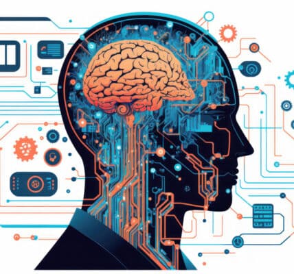 Illustration of a scientific analysis of the human brain.