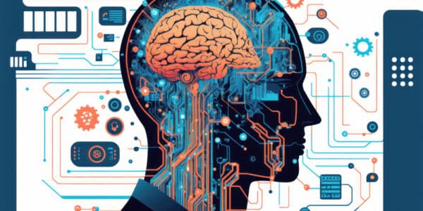 Illustration of a scientific analysis of the human brain.