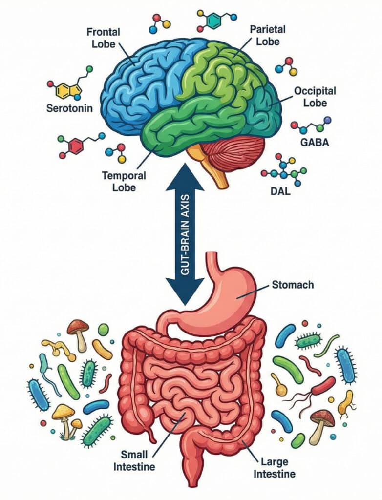 Illustration of the Gut-Brain Axis.