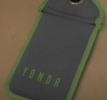 Photograph of a Yondr lockable phone pouch.