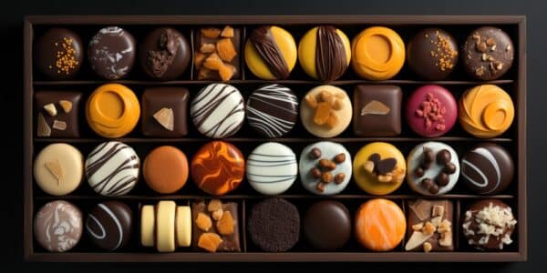 An image of a gift box of chocolate candy.