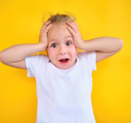 Photo of a child with a stressed expression.