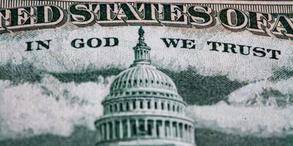 A closeup of a $50 bill.