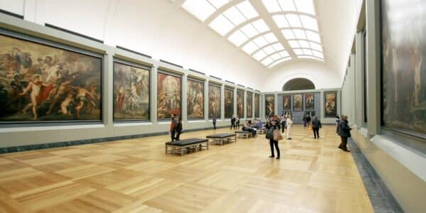 A large room in a museum.