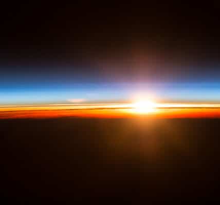Photo of the sunrise on Earth taken from the International Space Station.