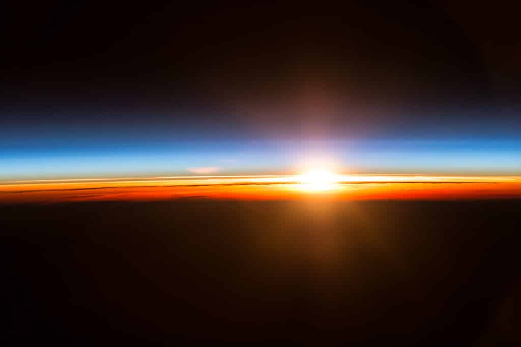 Photo of the sunrise on Earth taken from the International Space Station.