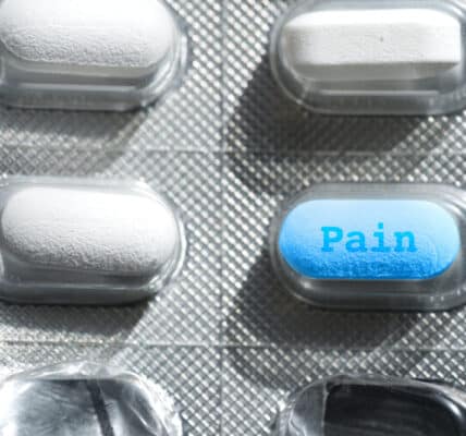 Up close photo of blister-packed pain pills.