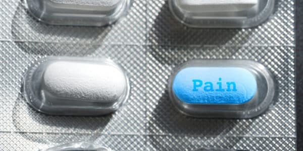 Up close photo of blister-packed pain pills.