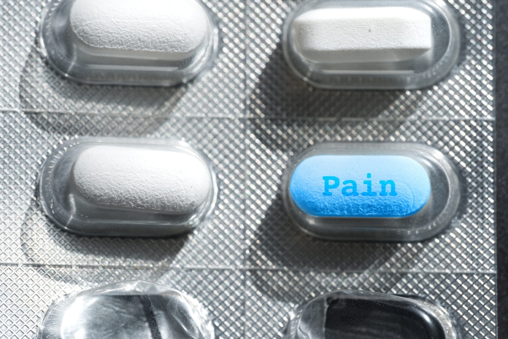Up close photo of blister-packed pain pills.