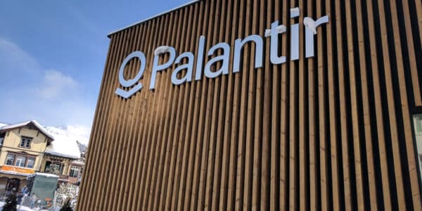 Photo of the Palantir pavilion at the World Economic Forum in Davos, Switzerland.