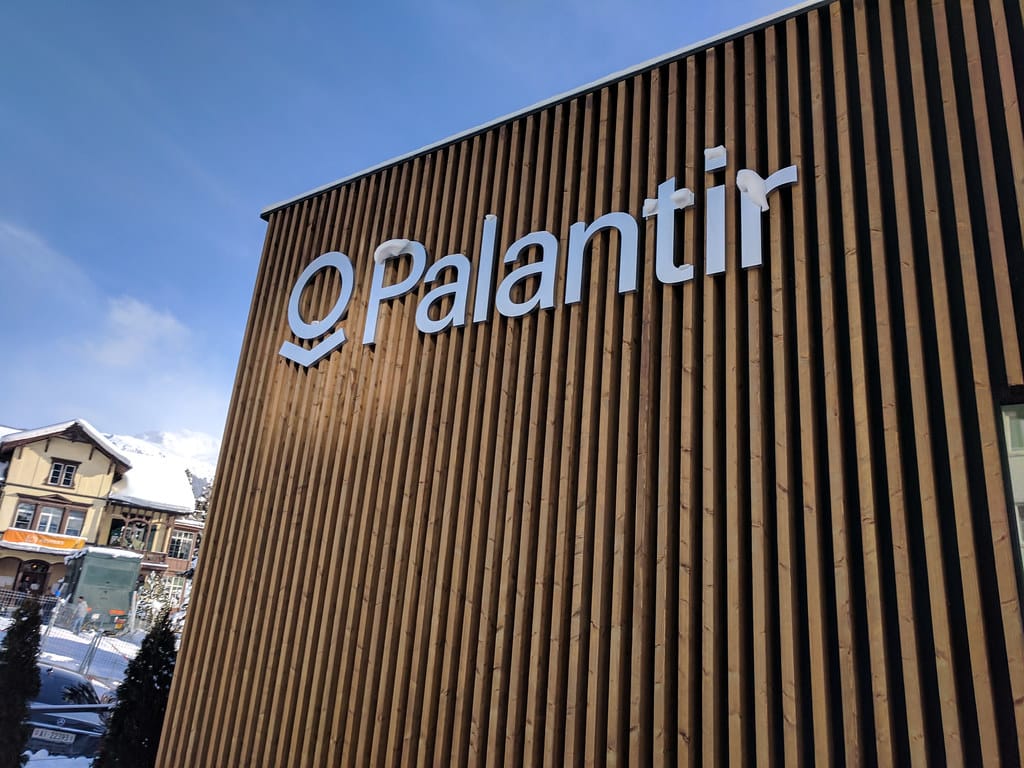 Photo of the Palantir pavilion at the World Economic Forum in Davos, Switzerland.
