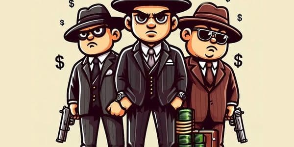 A cartoon image of three gangsters.
