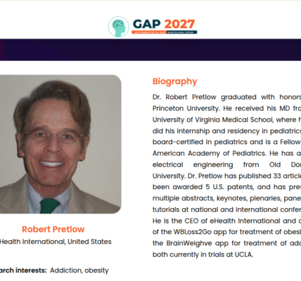 Screen capture of Dr. Robert Pretlow from the Global Conference on Addiction and Psychiatry (GAP 2026)