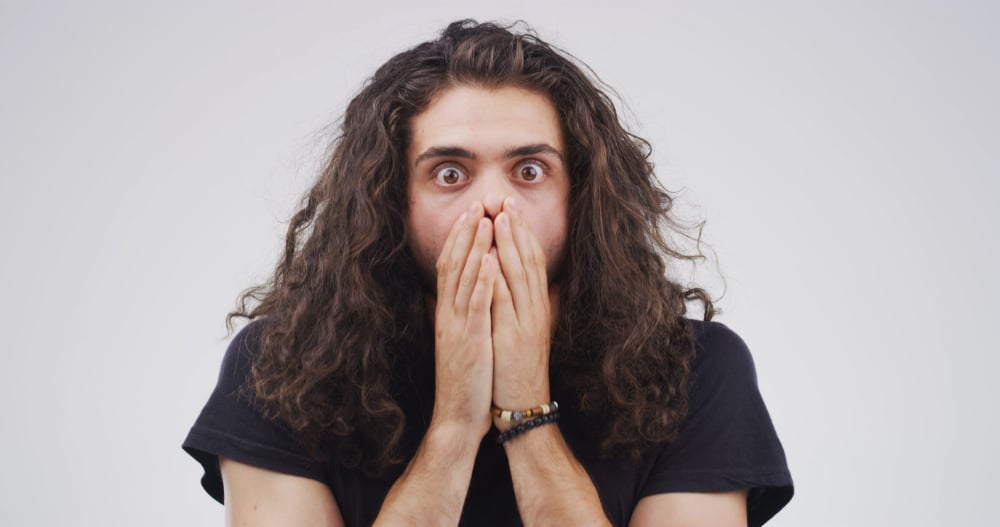 Image of a person expressing excess motivational energy or stress.