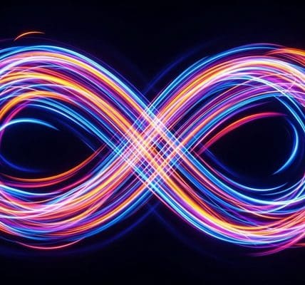 A symbol of infinity made by lights.