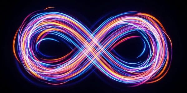 A symbol of infinity made by lights.